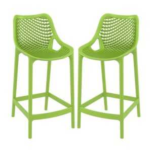 Arrochar Outdoor Green Polypropylene Bar Stools In Pair