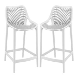 Arrochar Outdoor White Polypropylene Bar Stools In Pair