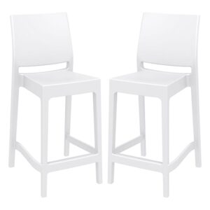 Mesa White Polypropylene Bar Chairs In Pair