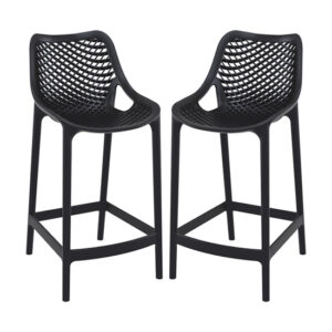 Arrochar Outdoor Black Polypropylene Bar Stools In Pair