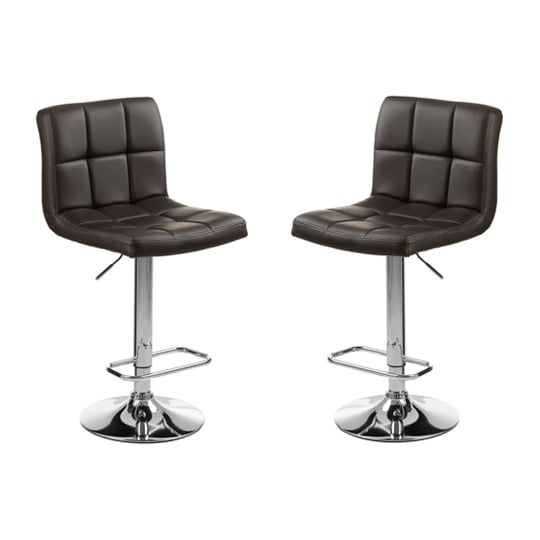 Baino Black Faux Leather Bar Chairs With Chrome Base In A Pair