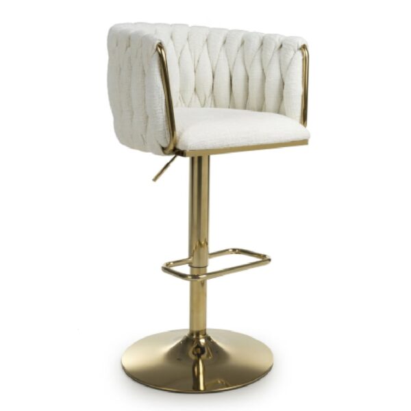 Bangor Fabric Bar Stool With Gold Base In Cream