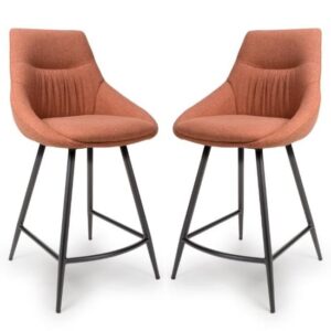 Buxton Brick Counter Fabric Bar Chairs In Pair