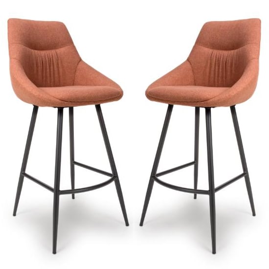 Buxton Brick Fabric Bar Chairs In Pair