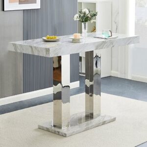 Caprice High Gloss Bar Table Large In Magnesia Marble Effect