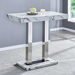 Caprice High Gloss Bar Table Rectangular In Diva Marble Effect