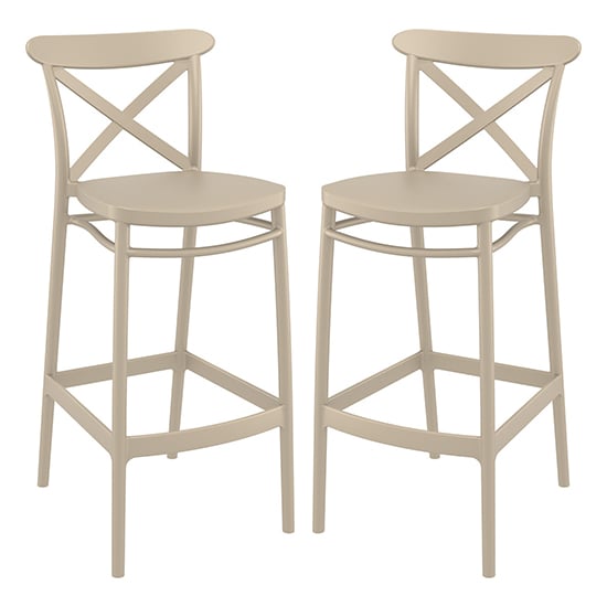 Carson Taupe Polypropylene And Glass Fiber Bar Chairs In Pair