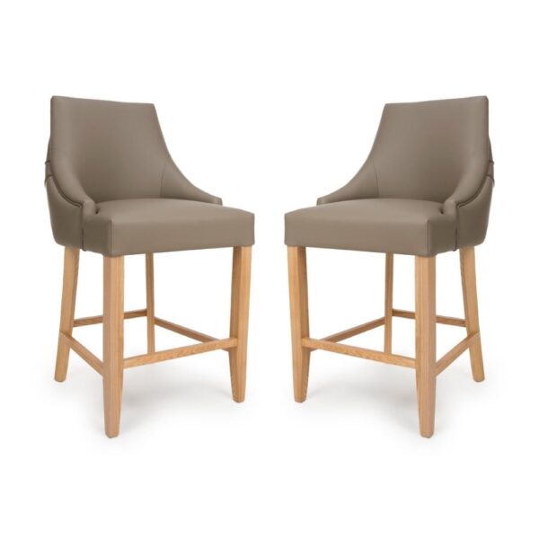 Clifton Taupe Faux Leather Counter Bar Chairs In Pair