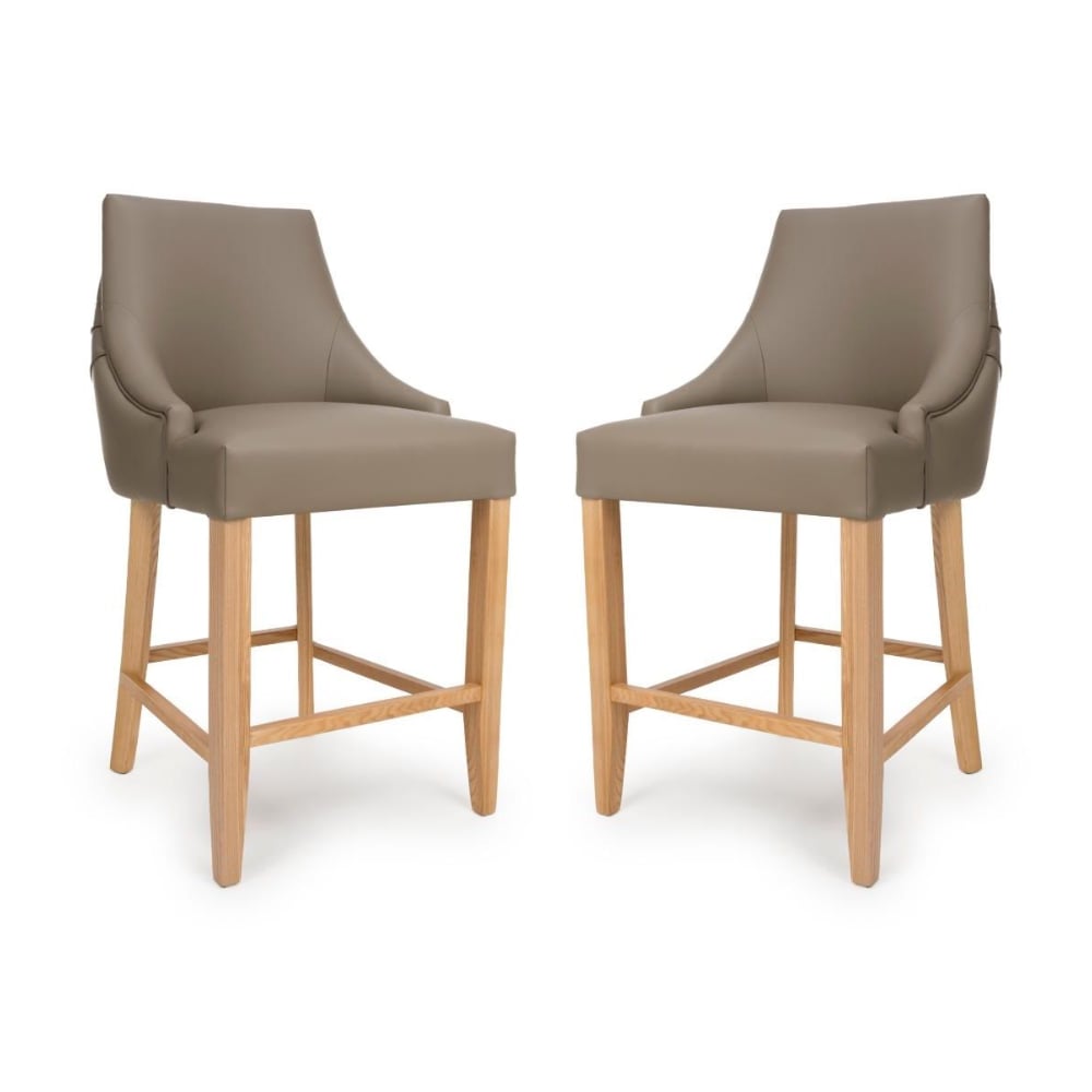 Clifton Taupe Faux Leather Counter Bar Chairs In Pair