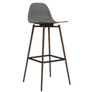 Couplie Plastic Bar Chair With Metal Frame In Grey