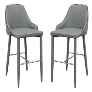 Divina Grey Fabric Upholstered Bar Stools In Pair