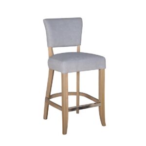 Dothan Velvet Bar Chair With Oak Legs In Light Grey