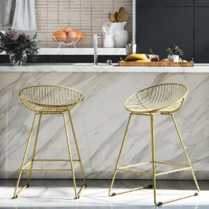 Eastlake Gold Metal Bar Chairs In Pair