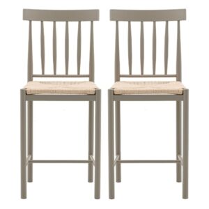 Elvira Prairie Wooden Bar Chairs With Rope Seat In Pair