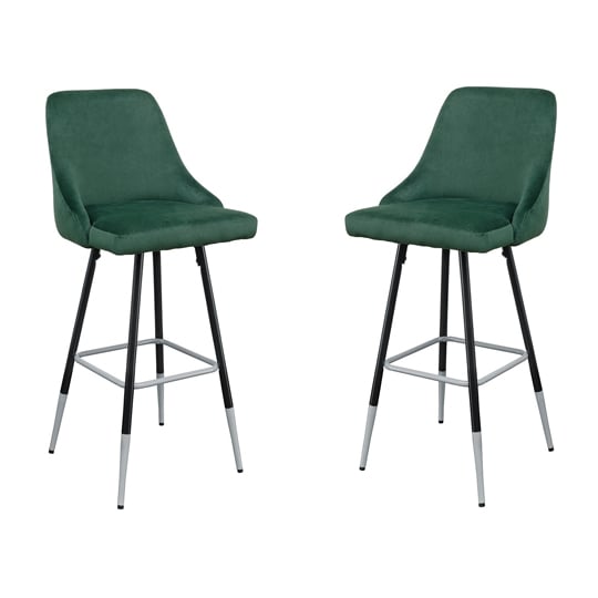 Fiona Green Fabric Bar Stool In Pair