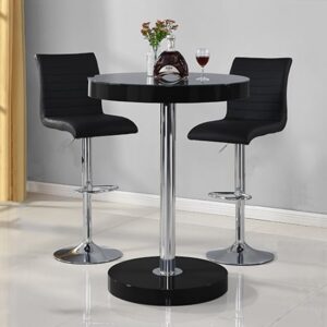 Havana Black Gloss Bar Table With 2 Ripple Black Stools