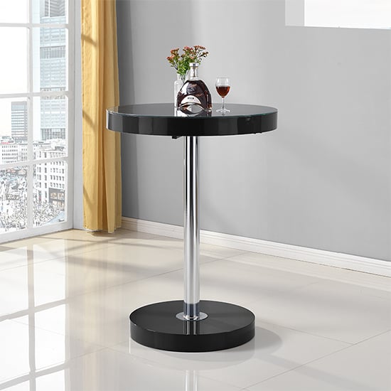 Havana Round High Gloss Bar Table In Black