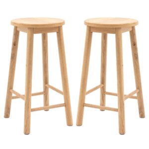 Hervey Natural Wooden Bar Stools In Pair