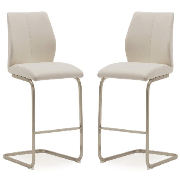 Ithaca Taupe Faux Leather Bar Chairs With Chrome Base In Pair