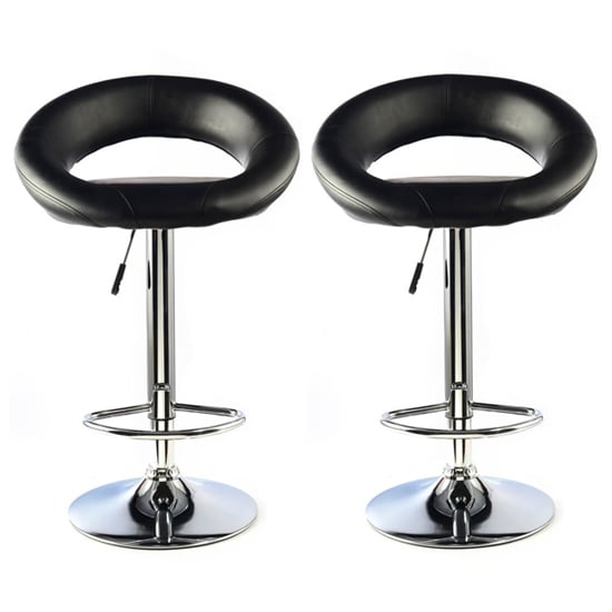 Makamae Black PU Leather Bar Stool In A Pair