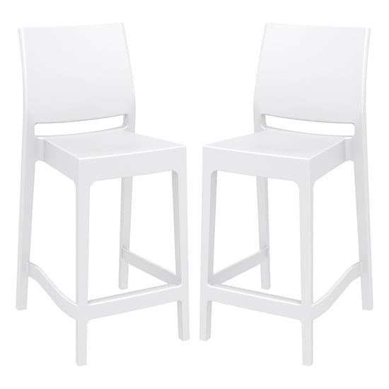 Mesa White Polypropylene Bar Chairs In Pair