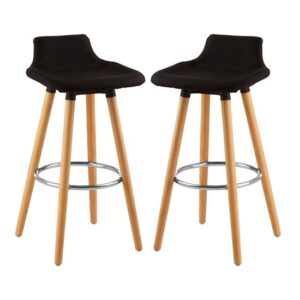 Porrima Black Fabric Seat Bar Stools In Pair