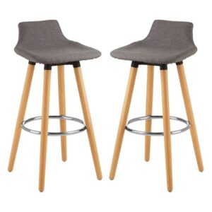 Porrima Grey Fabric Seat Bar Stools In Pair