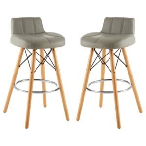 Porrima Grey Faux Leather Effect Bar Stools In Pair