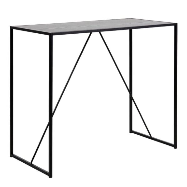 Sparks Wooden Bar Table With Metal Frame In Ash Black