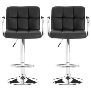 Stocam Black Faux Leather Bar Chairs With Chrome Base In A Pair