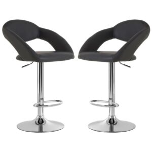 Talore Grey Faux Leather Bar Chairs With Chrome Base In A Pair