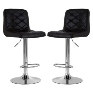 Terot Black Faux Leather Bar Chairs With Chrome Base In A Pair