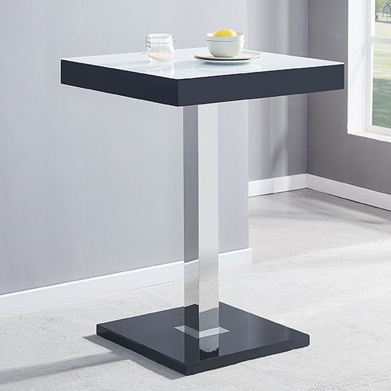 Topaz High Gloss Bar Table In Black With White Glass Top