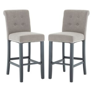 Trento Upholstered Natural Fabric Bar Chairs In A Pair