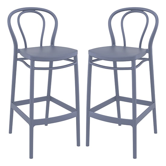 Victor Grey Polypropylene With Glass Fiber Bar Chairs In Pair