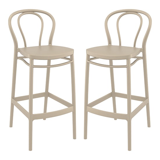 Victor Taupe Polypropylene With Glass Fiber Bar Chairs In Pair